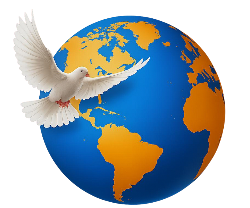 Logo CEJAC: globo com pomba representando paz e missão global